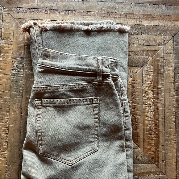 Tan denim cropped raw hem jeans - Picture 4 of 8